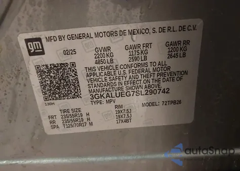 2025 GMC Terrain Awd Elevation z USA, uszkodzony, nr VIN 3GKALUEG7SL290742